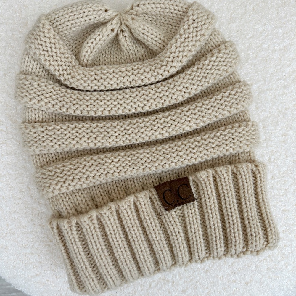 C.C Chunky Knit Beanie Light Beige